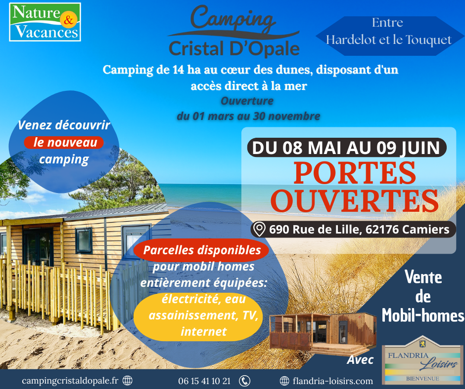 PORTES OUVERTES au Camping Cristal d'Opale à Sainte Cecile du 08 mai au 09 juin 2025