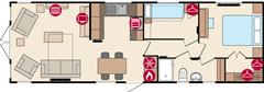 Plan Mobil-home Pemberton Abingdon ABINGDON 38 x 12 - 2 Chambres
