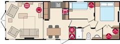 Plan Mobil-home Pemberton Abingdon ABINGDON 36 x 12 - 2 Chambres