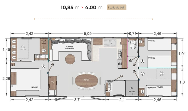 Plan Mobil-home Rapidhome EL 1083 Rapidhome EL 1083