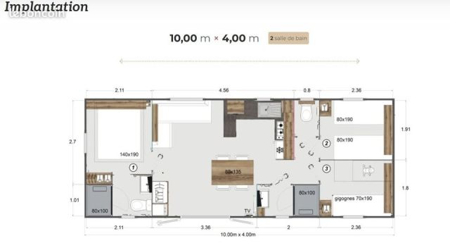 Plan Mobil-home Rapidhome Lodge 100 Rapidhome Lodge 100 sur parcelle