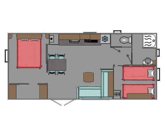 Plan Mobil-home Trigano Evolution Evolution 35 - 2 chambres