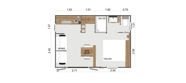 Plan Mobil-home Rapidhome New Valley NV 61 - 1 chambre