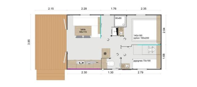 Plan Mobil-home Rapidhome Lodge Lodge 75 TP - 2 chambres