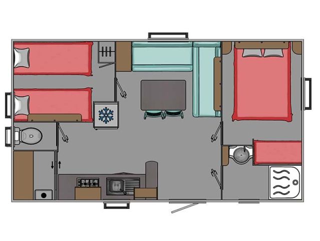 Plan Mobil-home Trigano Evolution Evolution 27 - 2 chambres