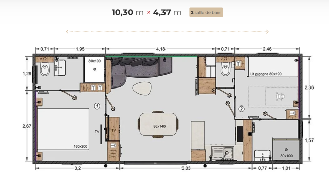 Plan Mobil-home Rapidhome Signature SI220+ RAPID'HOME Signature SI220+
